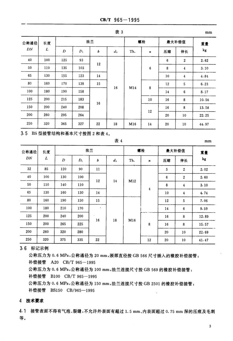 【行业标准】橡胶补偿接管CB/T 965-1995船舶标准 【行业标准】橡胶补偿接管CB/T 965-1995船舶标准